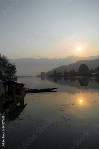 Morning sunlight touching the lake water