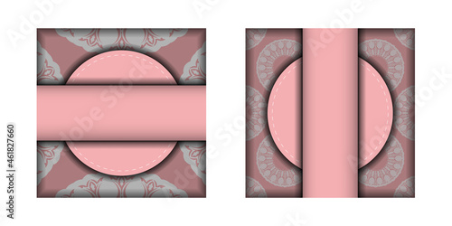Congratulatory Brochure in pink with Indian white ornaments prepared for typography.