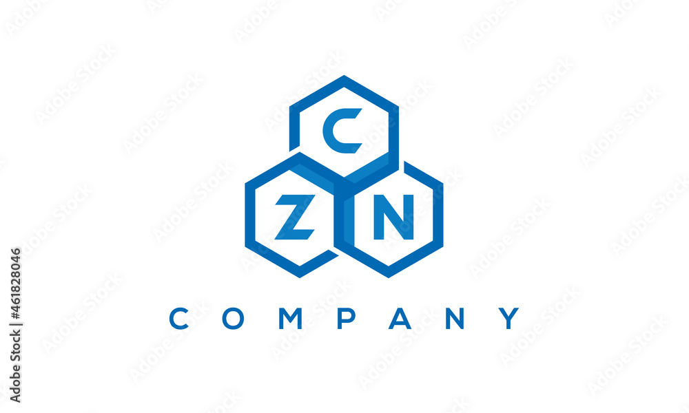 CZN three letters creative polygon hexagon logo CZN three letters creative polygon hexagon logo