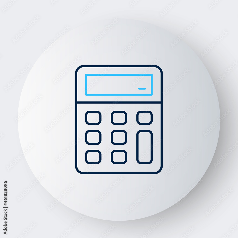 Line Calculator icon isolated on white background. Accounting symbol. Business calculations mathematics education and finance. Colorful outline concept. Vector Line Calculator icon isolated on white background. Accounting symbol. Business calculations mathematics education and finance. Colorful outline concept. Vector