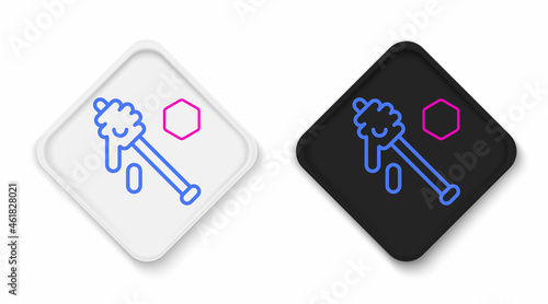 Line Honey dipper stick icon isolated on white background. Honey ladle. Colorful outline concept. Vector