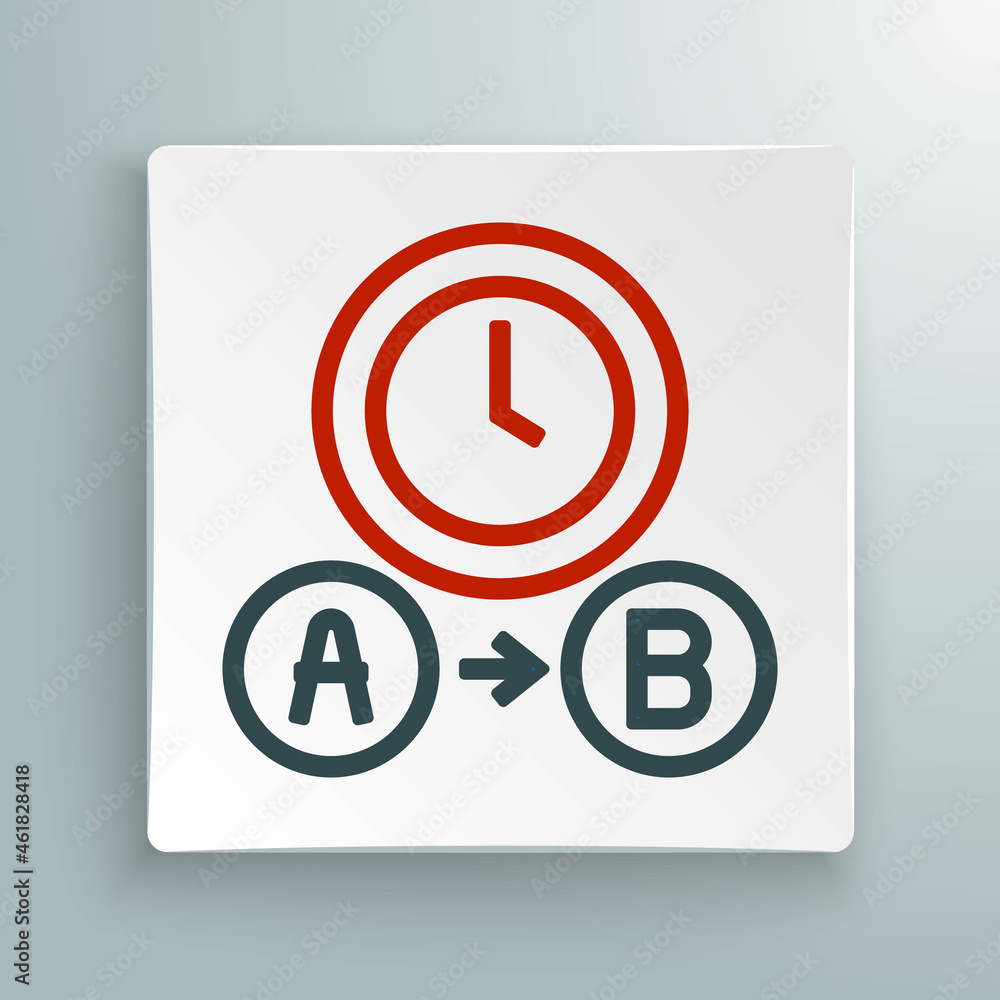 Line Taxi waiting time icon isolated on white background. Car deadline, schedule ride. Colorful outline concept. Vector Line Taxi waiting time icon isolated on white background. Car deadline, schedule ride. Colorful outline concept. Vector
