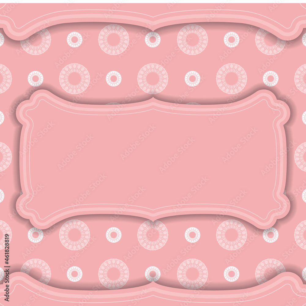 Pink background with abstract white pattern and space for your logo
