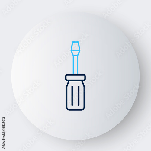 Line Screwdriver icon isolated on white background. Service tool symbol. Colorful outline concept. Vector