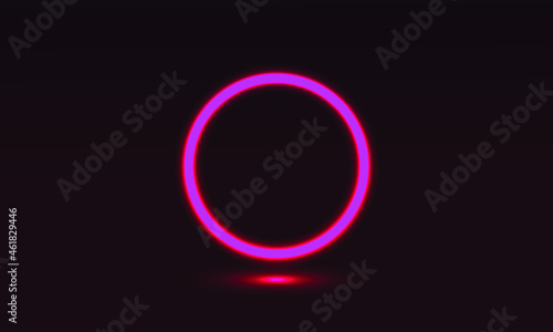 Futuristic Sci-Fi Abstract Pink Neon Light Shapes On Black Background. Exclusive wallpaper design for poster, brochure, presentation, website etc.