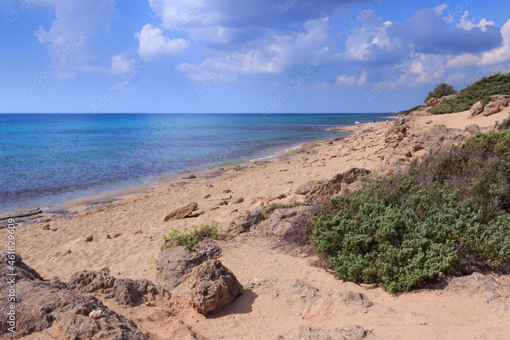 The most beautiful beaches of Italy: Campomarino dune park in Apulia, Italy. The protected area extends along the entire coast of the town of Maruggio. The most beautiful beaches of Italy: Campomarino dune park in Apulia, Italy. The protected area extends along the entire coast of the town of Maruggio.