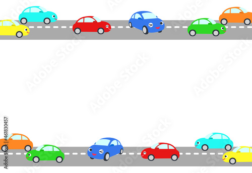 ウインクしながら車線変更する車のメッセージカードイラスト