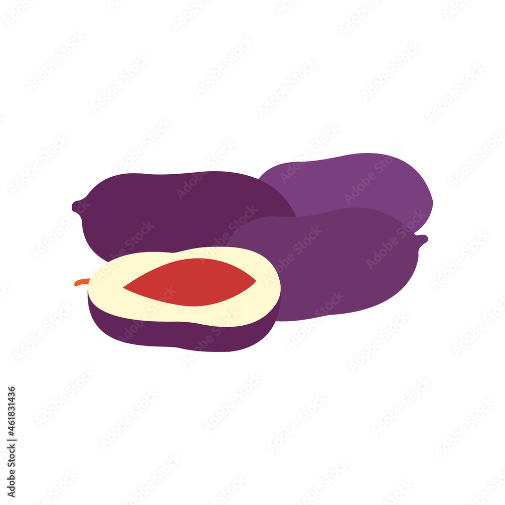 Plum flat icon vector image with a design illustration Plum flat icon vector image with a design illustration