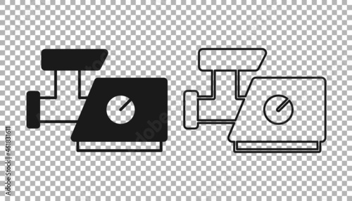 Black Kitchen meat grinder icon isolated on transparent background. Vector