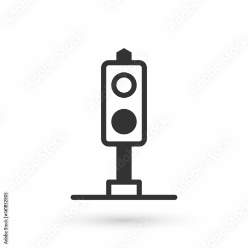 Grey Train traffic light icon isolated on white background. Traffic lights for the railway to regulate the movement of trains. Vector