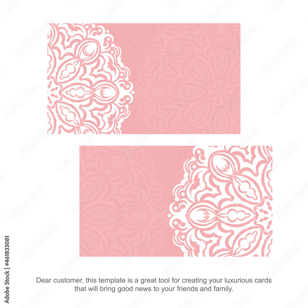 Business card in pink with abstract white pattern for your brand.