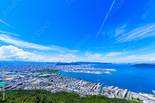 Landscape of Takamatsu city in Kagawa prefecture Japan photo