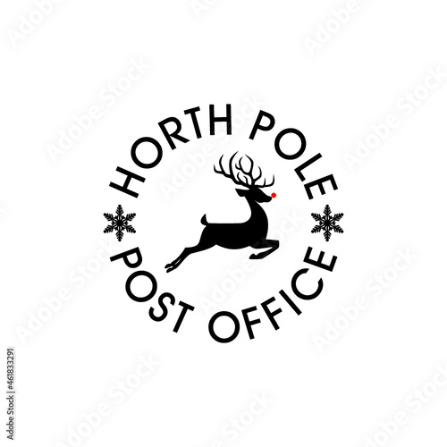 North pole post office stamp icon isolated on white background