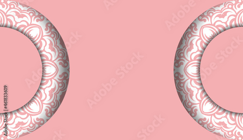 Pink banner template with vintage white pattern and place under your text