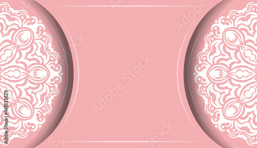 Pink banner template with mandala white pattern and place under your text