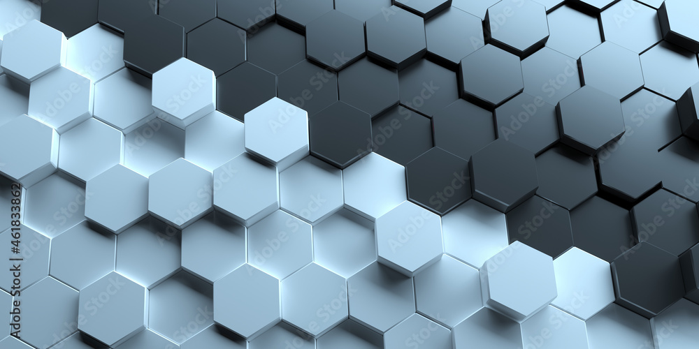 Texture and background from volumetric hexagons of white and black colors Texture and background from volumetric hexagons of white and black colors