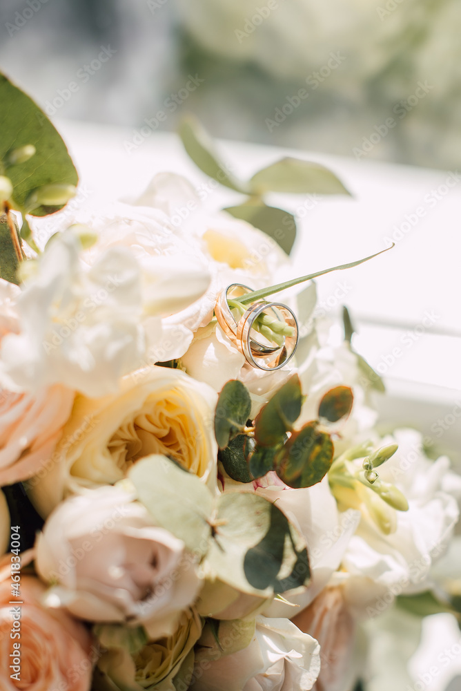 Fototapeta premium wedding rings of the newlyweds