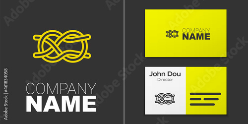 Logotype line Nautical rope knots icon isolated on grey background. Rope tied in a knot. Logo design template element. Vector