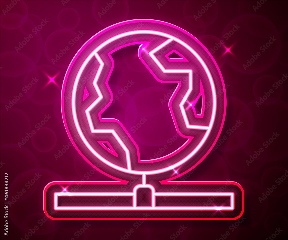 Glowing neon line Global technology or social network icon isolated on red background. Vector Glowing neon line Global technology or social network icon isolated on red background. Vector