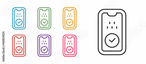 Set line Taxi mobile app icon isolated on white background. Mobile application taxi. Set icons colorful. Vector