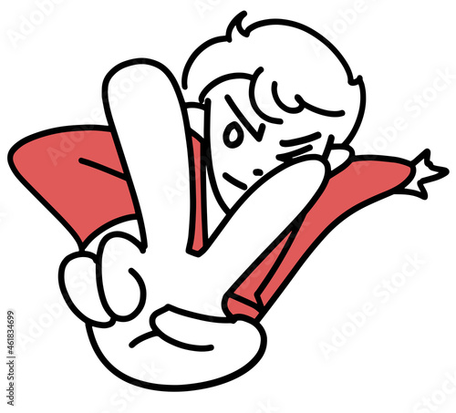 Vサインする人