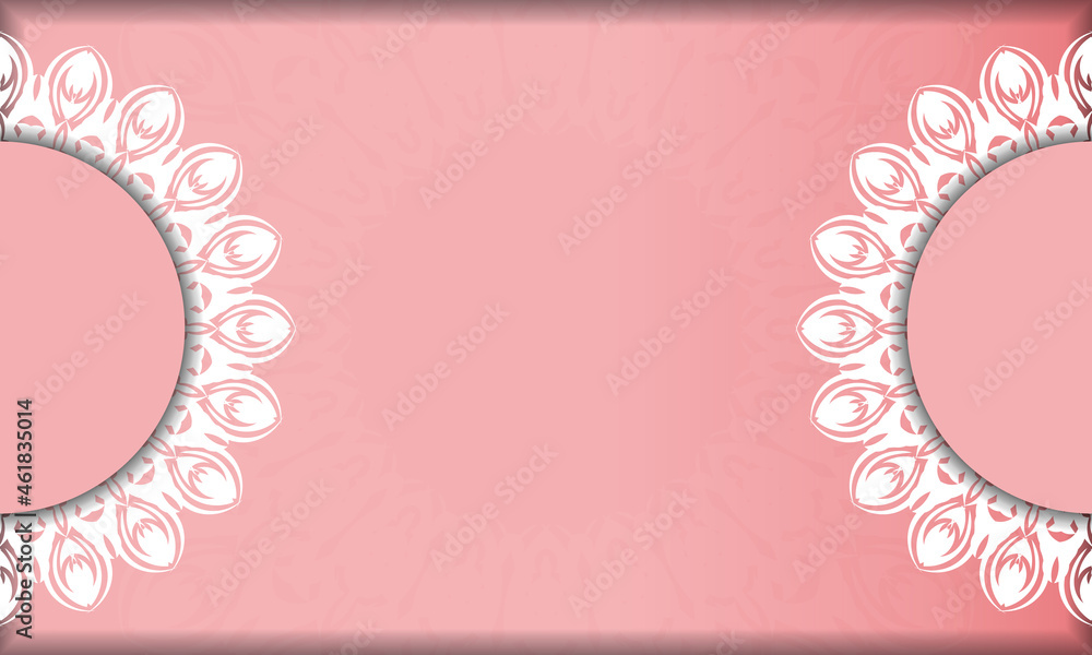 Pink color banner template with indian white pattern for design under your text