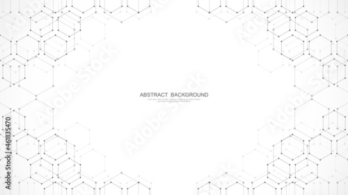 Abstract background with geometric shapes and hexagon pattern