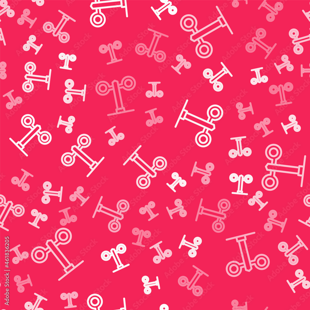 White line Train traffic light icon isolated seamless pattern on red background. Traffic lights for the railway to regulate the movement of trains. Vector White line Train traffic light icon isolated seamless pattern on red background. Traffic lights for the railway to regulate the movement of trains. Vector