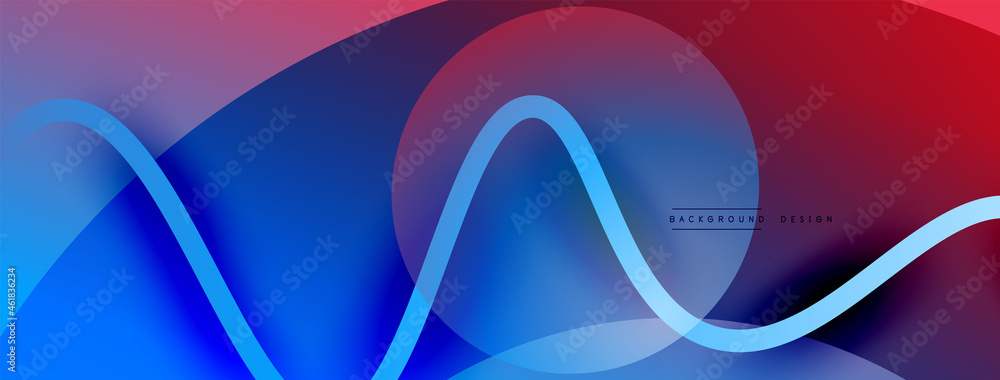 Naklejka premium Abstract gradient background with wave line with shadow effect. Geometric composition. 3D shadow effects and fluid gradients