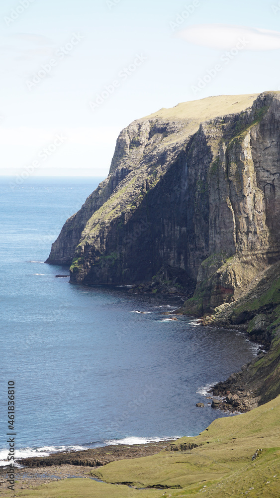 Rugged sea and cliff landscapes on Suðuroy Island in the Faroe Islands of Denmark. Rugged sea and cliff landscapes on Suðuroy Island in the Faroe Islands of Denmark.