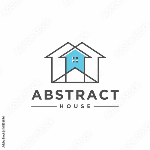 Abstract House Logo in Geometry Style  for Real Estate  Construction  Housing  Apartments and more.
