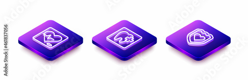 Set Isometric line Heart rate, Dental clinic location and Immune system icon. Vector