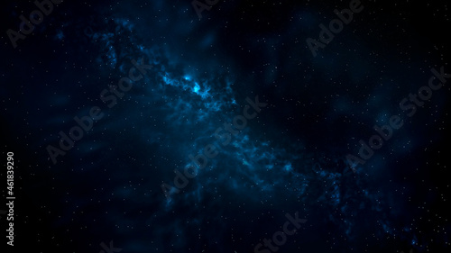 Abstract fantastic space of the universe. Space background with nebula and stars. Dark space background with an unknown planet, flashes of light in space. 3d illustration