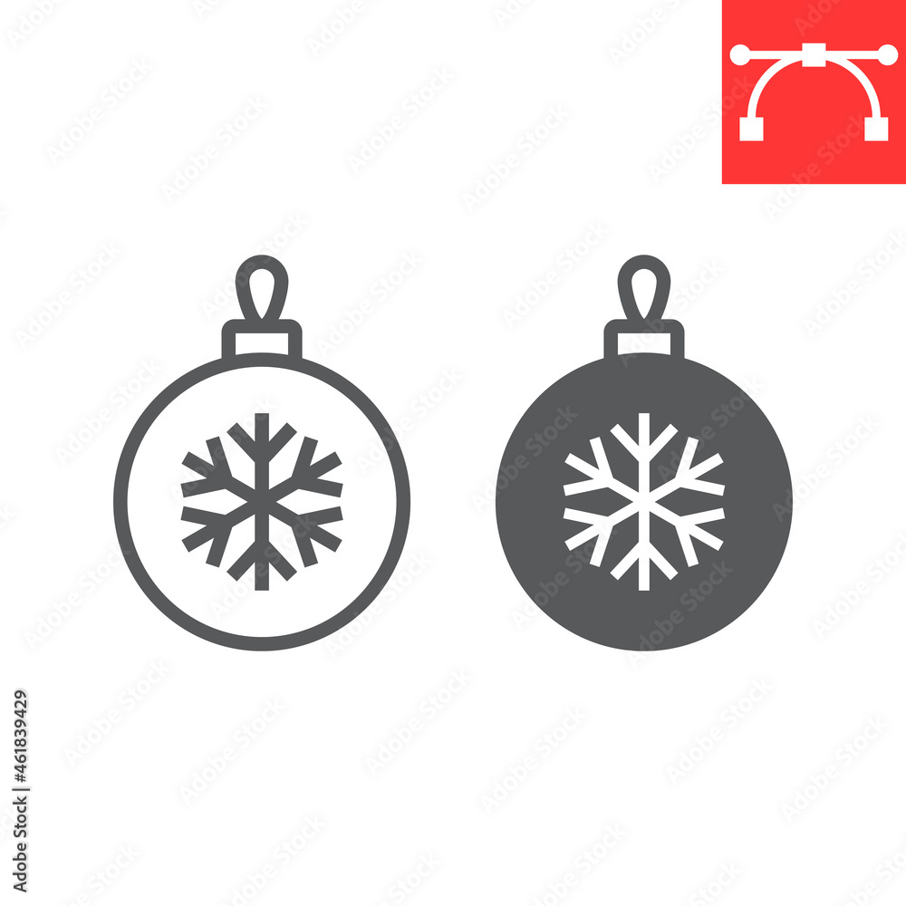 Christmas tree ball line and glyph icon, holiday and bauble, christmas ball vector icon, vector graphics, editable stroke outline sign, eps 10. Christmas tree ball line and glyph icon, holiday and bauble, christmas ball vector icon, vector graphics, editable stroke outline sign, eps 10.