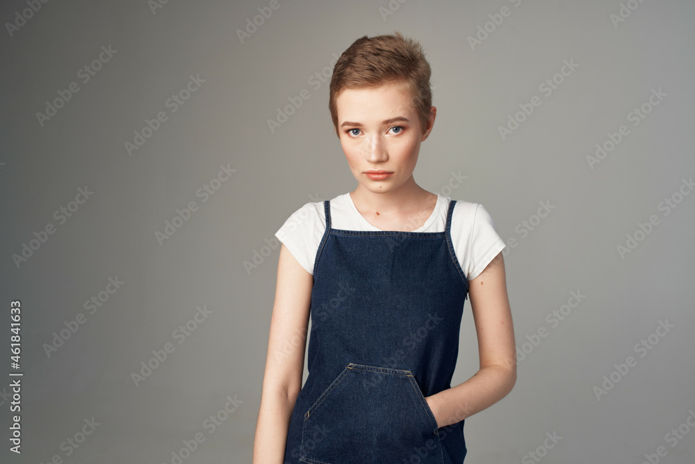cheerful woman fashion clothes attractive look Studio Lifestyle cheerful woman fashion clothes attractive look Studio Lifestyle