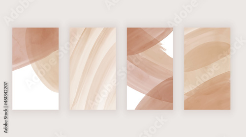 Orange with brown hand painting watercolor templates for stories
