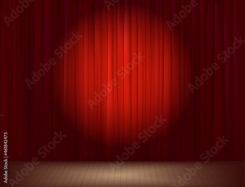 Closed curtains in theatre. Vector illustration
