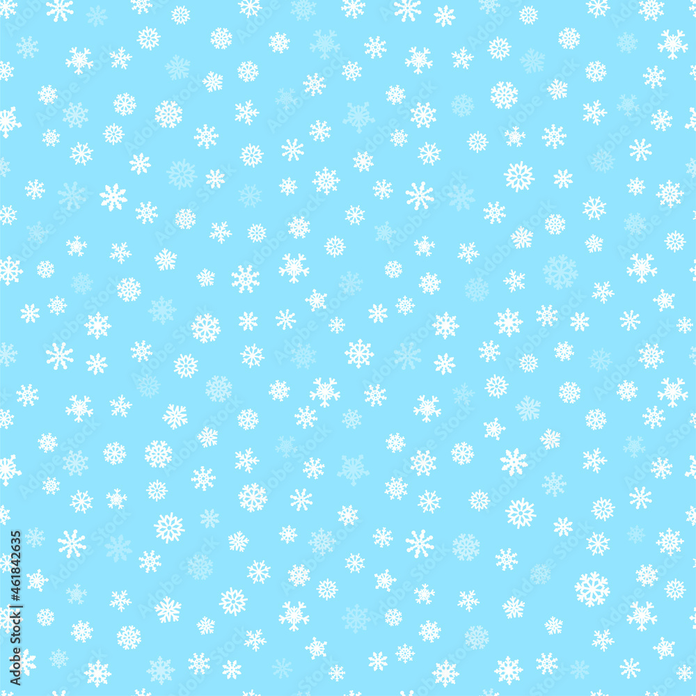 Abstract composition of snowflakes seamless pattern