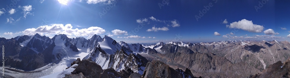 Kyrgyzstan, Ala-Archa national park, Ak-Sai glacier, view from the top of Boks peak