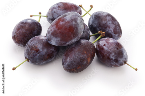 fresh prune plums isolated on white background