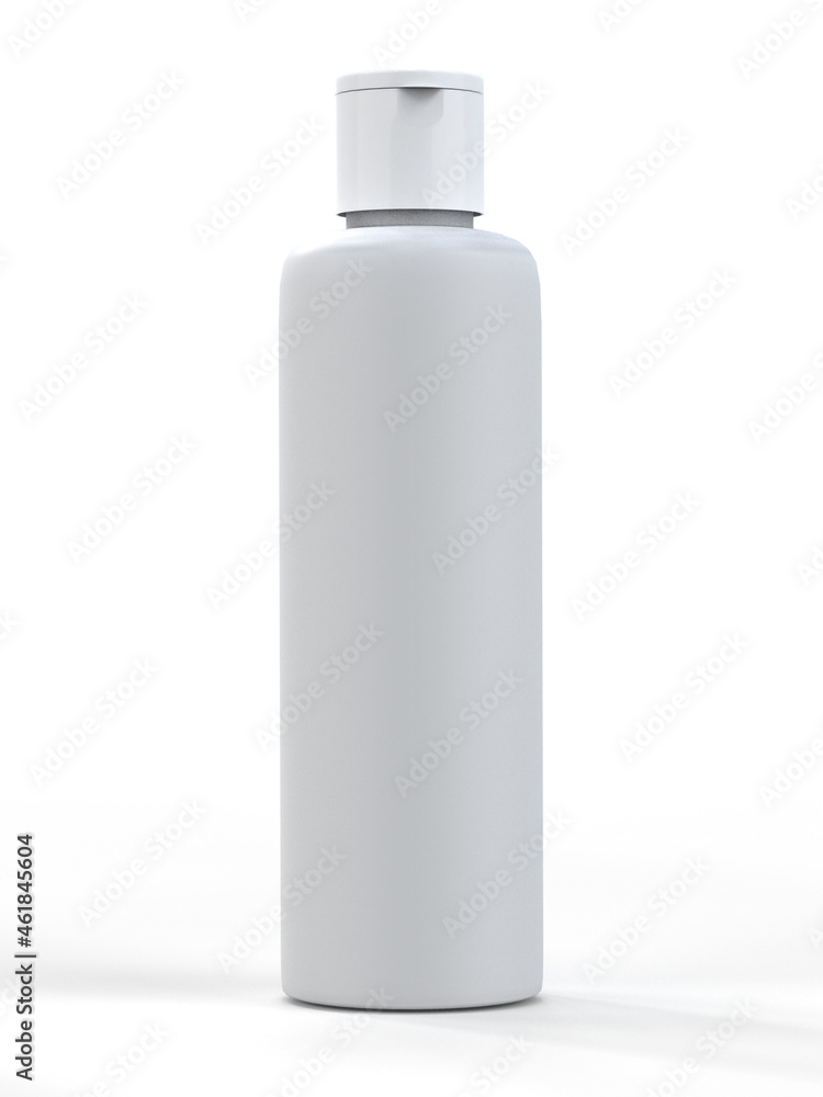 Solid white fliptop cap bottle on white background Solid white fliptop cap bottle on white background