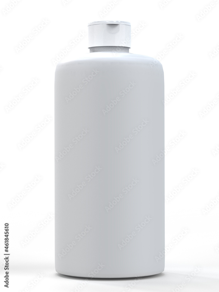 Solid white fliptop cap bottle on white background Solid white fliptop cap bottle on white background