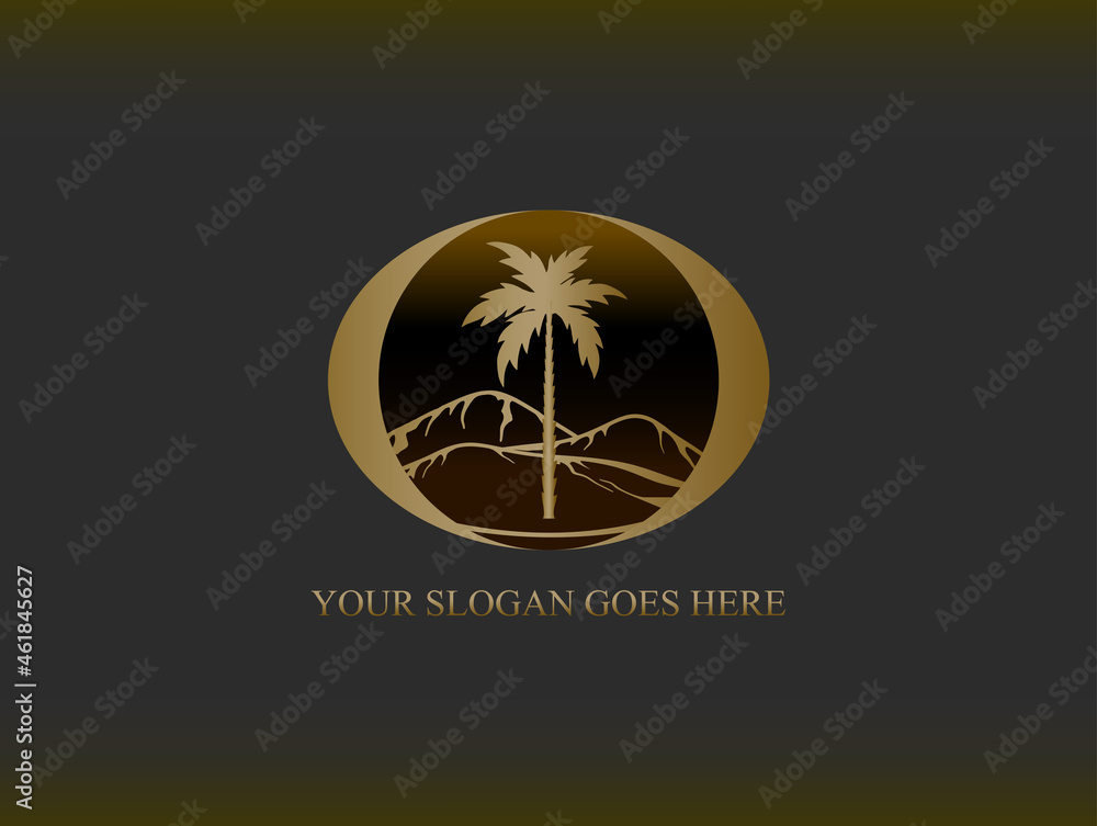 Obraz premium Date palm logo design templates. suitable for labels or logos of date fruit products in packaging. editable vector image.