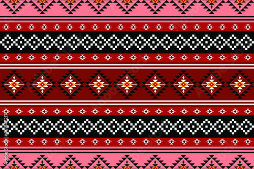 Geometric ethnic oriental seamless pattern traditional Design for background,carpet,wallpaper.clothing,wrapping,Batik fabric,Vector illustration.embroidery style - Sadu, sadou, sadow or sado
