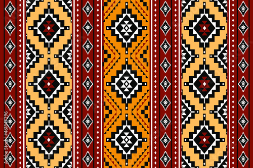 Geometric ethnic oriental seamless pattern traditional Design for background,carpet,wallpaper.clothing,wrapping,Batik fabric,Vector illustration.embroidery style - Sadu, sadou, sadow or sado 