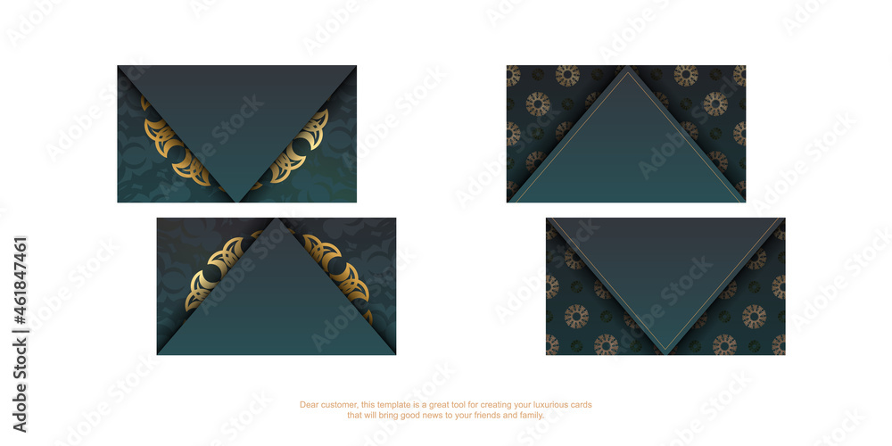 Gradient green gradient business card with Indian gold pattern for your personality. Gradient green gradient business card with Indian gold pattern for your personality.
