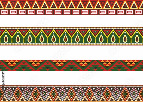Vector set of colored Native American national borders. frames in the style of the Aztecs, Mayans, Incas

