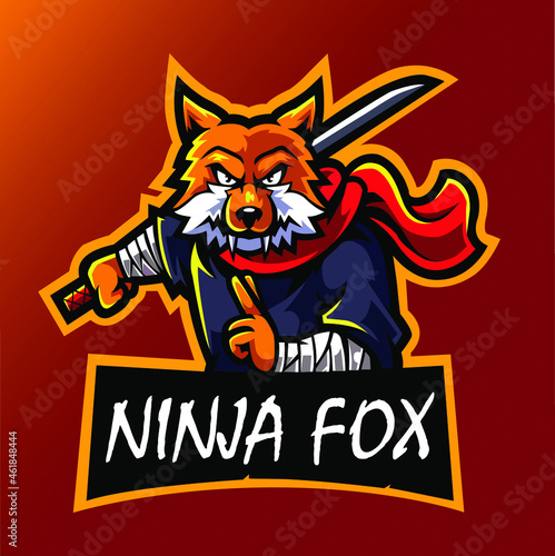 Ninja fox esport mascot logo design