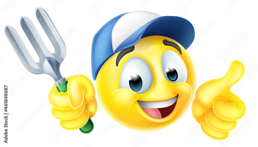 Gardener Emoticon Cartoon Face Stock Vector Adobe Stock