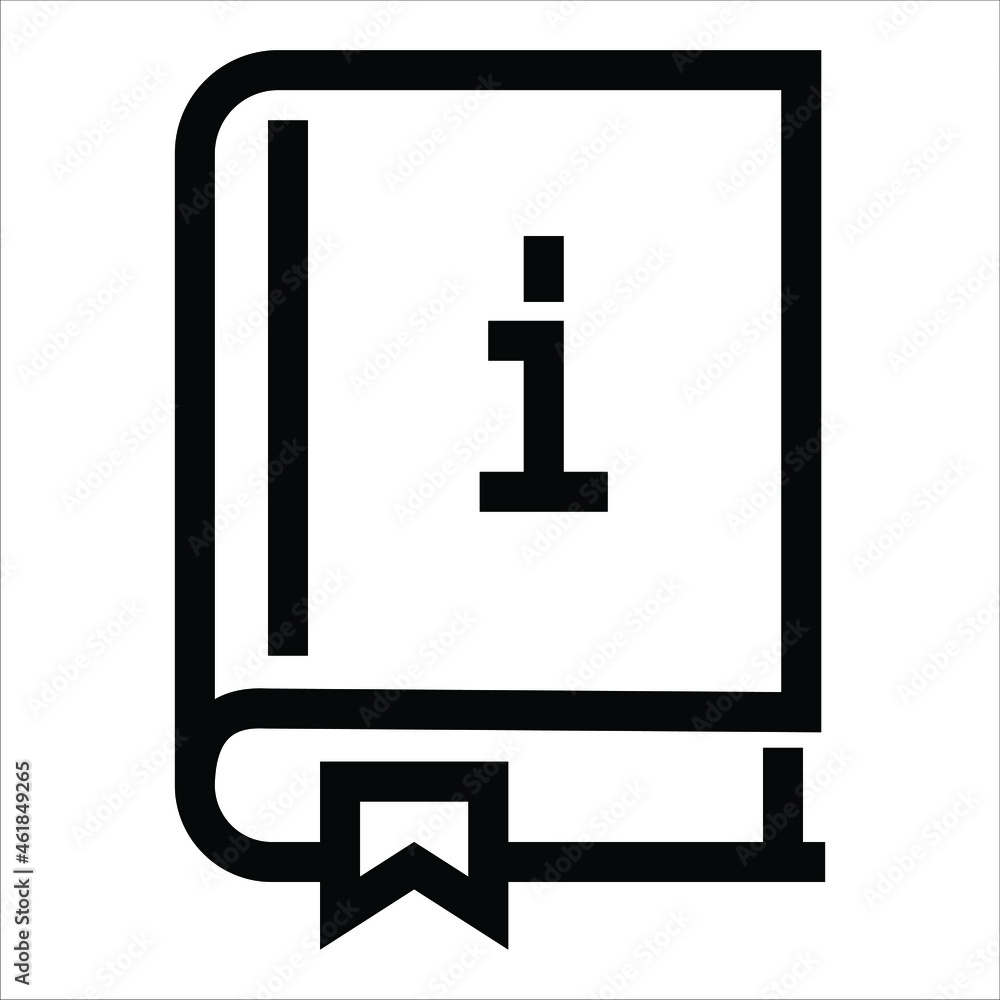 Vector illustration of a simple guidebook. Monoline drawing style. Black and white color.